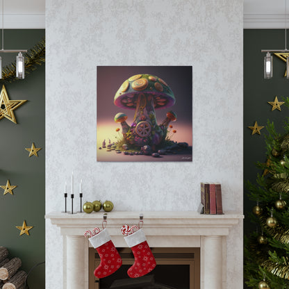 Beautiful Three Mushroom Colorful Uniquely Detailed Canvas Gallery Wraps