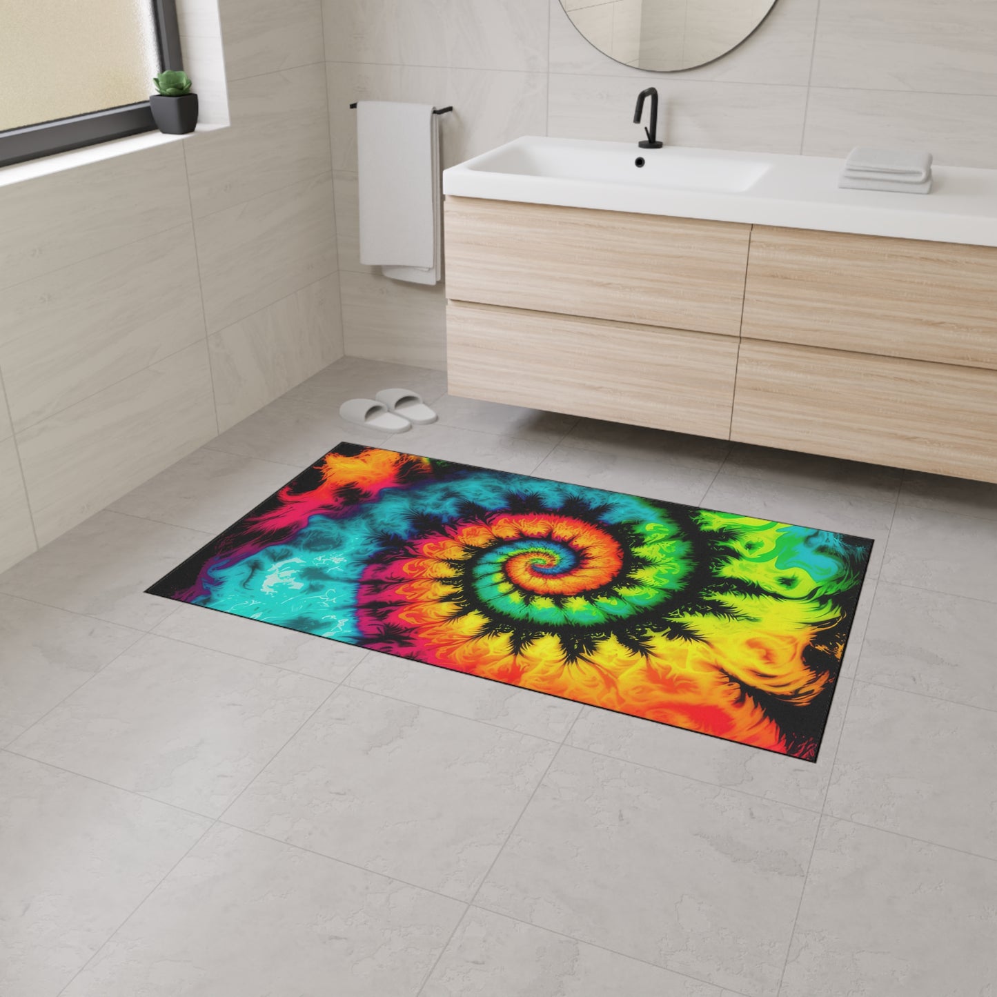 Bold And Beautiful Tie Dye Style Three Heavy Duty Floor Mat