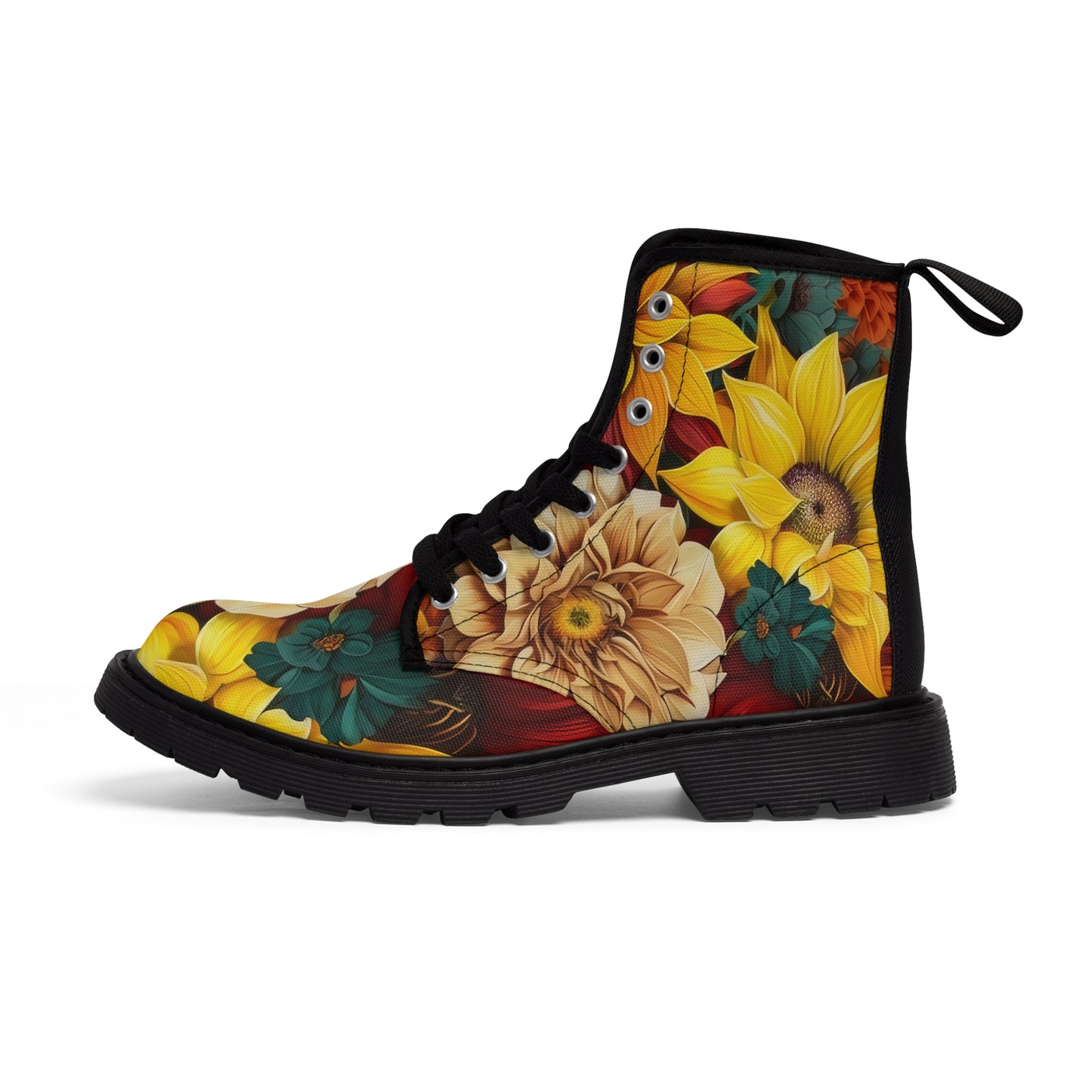 Bold And Beautiful Colorful Flowers Style Six Women's Canvas Boots