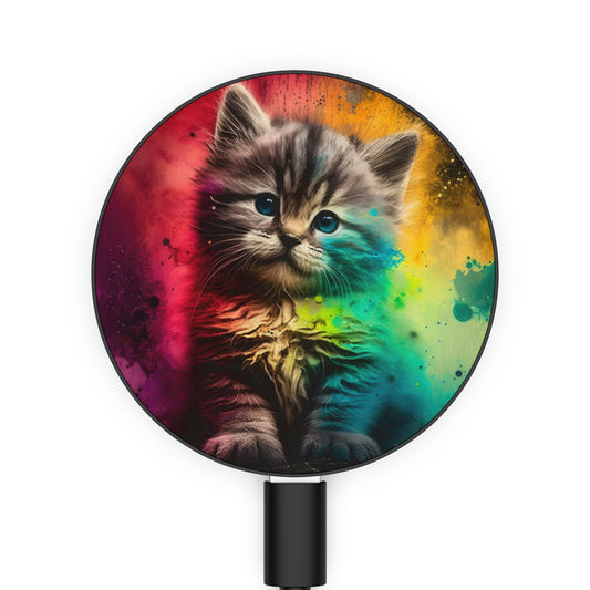 Bold And Beautiful Tie Dye Sassy Furry Kitten 4 Magnetic Induction Charger