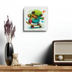Tie Dye Cool Frog On Skate Board Wall Clock