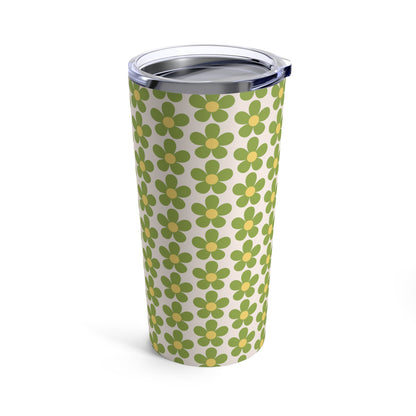 Green And Yellow Flowers On White Background By SimiSwimStudio Tumbler 20oz