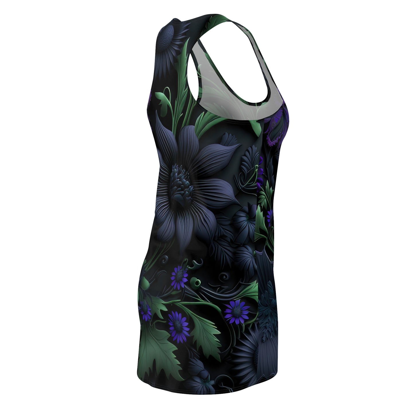 Gothic Bold & Beautiful flower floral Style 1 Women's Cut & Sew Racerback Dress (AOP)