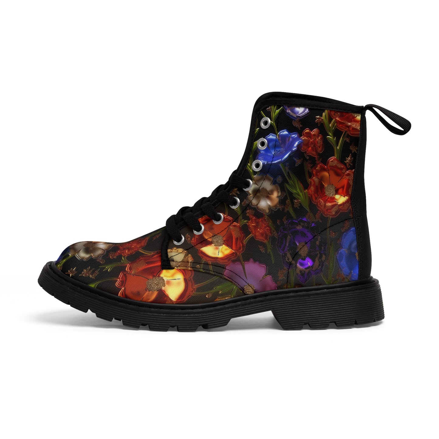 Bold & Beautiful & Metallic Wildflowers, Gorgeous floral Design, Style 7 Women's Canvas Boots