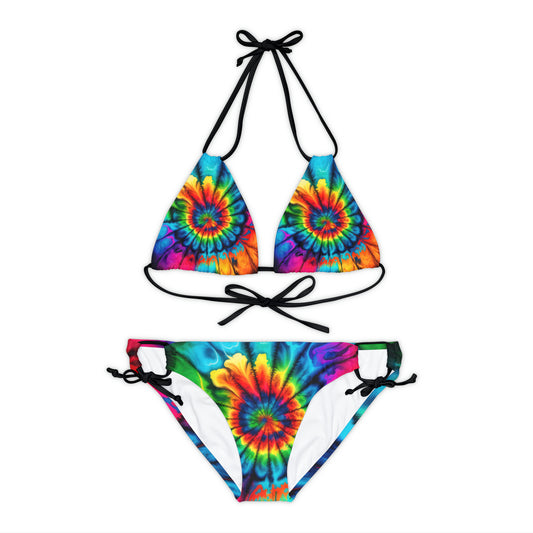 Bold And Beautiful Tie Dye Style 2 B Strappy Bikini Set (AOP)