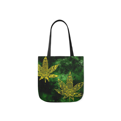 Gorgeous Designed Gold Leaf With multigreen Background Marijuana Pot Weed 420 Polyester Canvas Tote Bag (AOP)