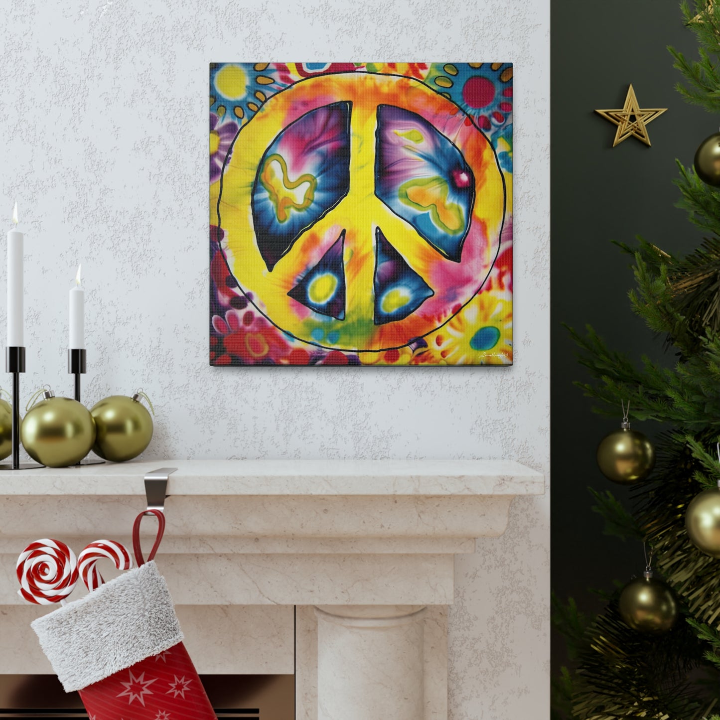 Coolio Tie Dye Hippie Peace Sign 7 Canvas Gallery Wraps