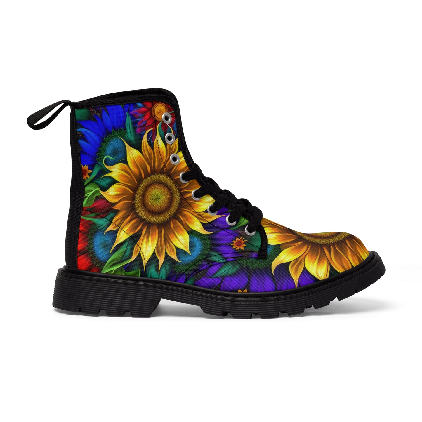 Bold And Beautiful Colorful Flowers Style Four Women's Canvas Boots