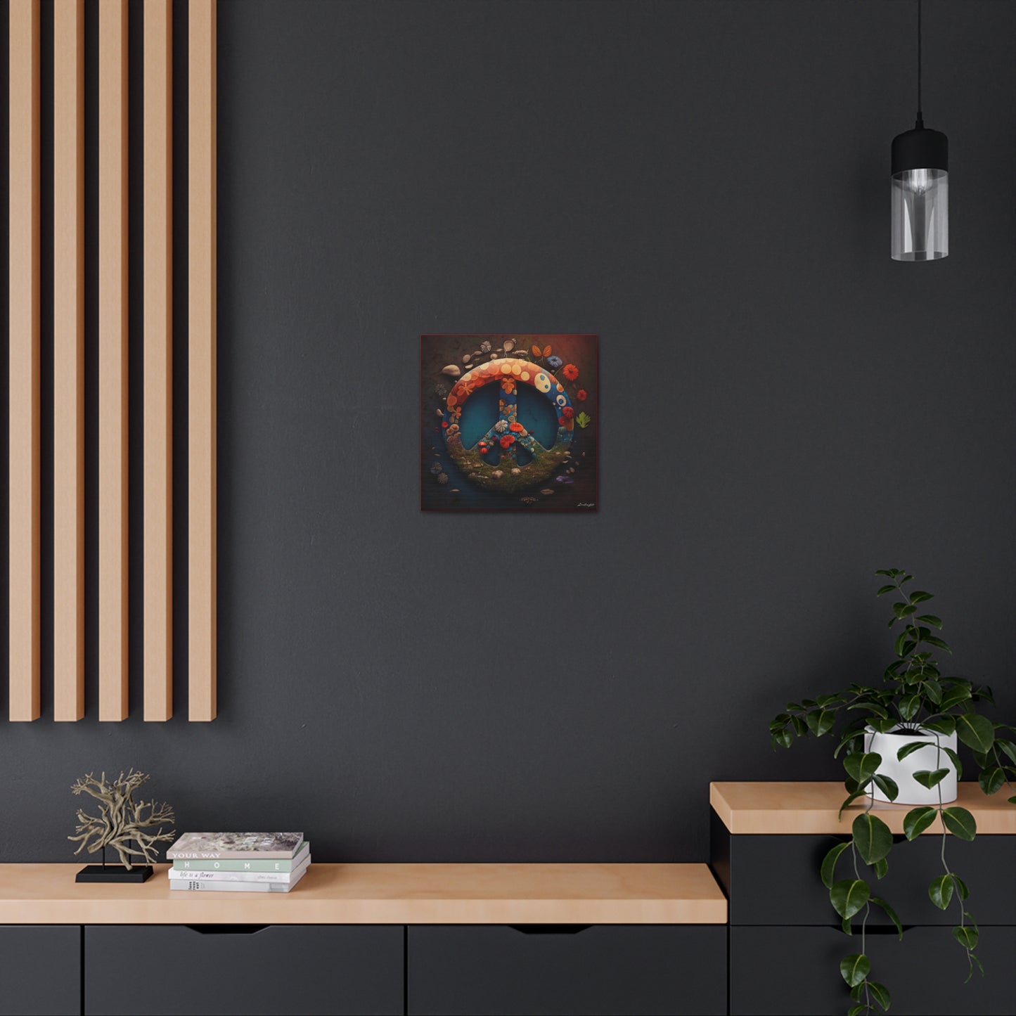 Beautiful Forest Round Peace Sign Canvas Gallery Wraps