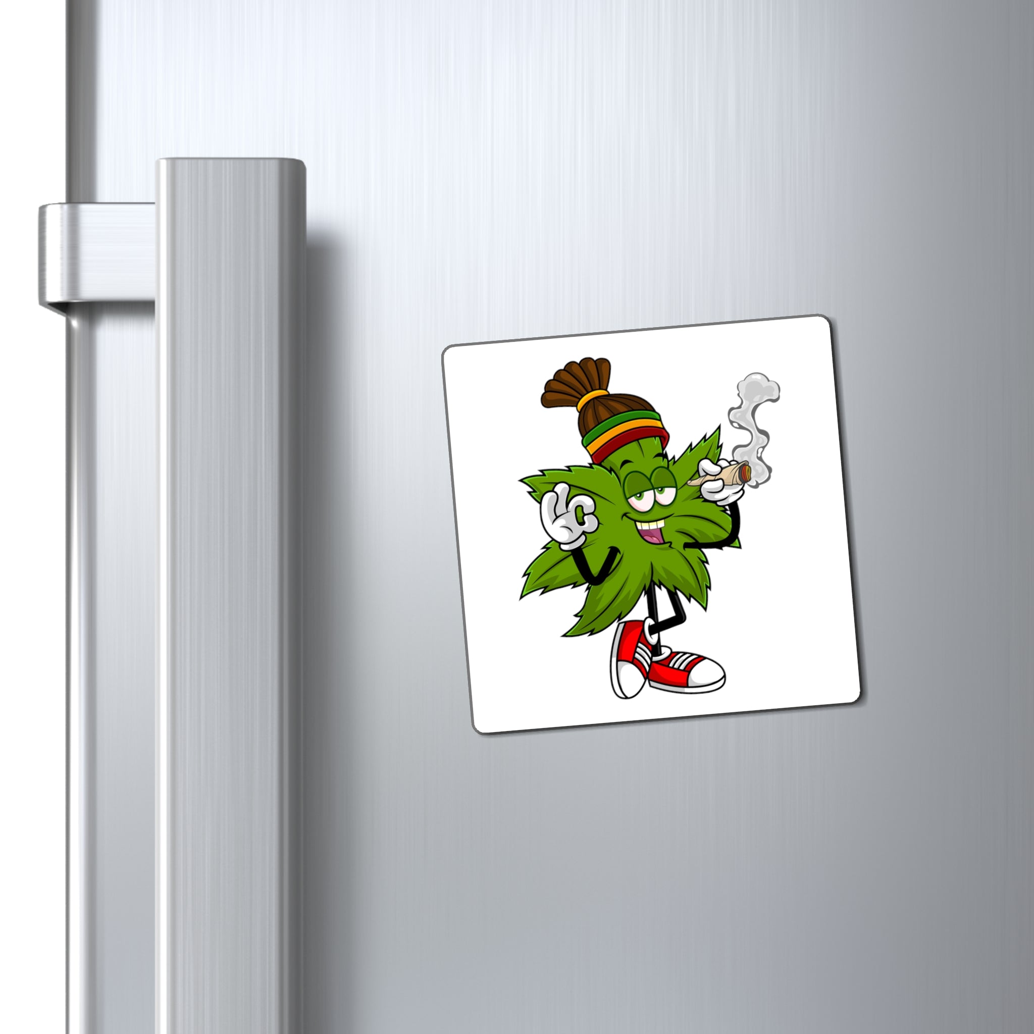 Marijuana Reggae Pot Leaf Man Smoking A Joint With Red Sneakers Style 2 Magnets
