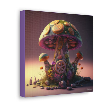 Beautiful Three Mushroom Colorful Uniquely Detailed Canvas Gallery Wraps