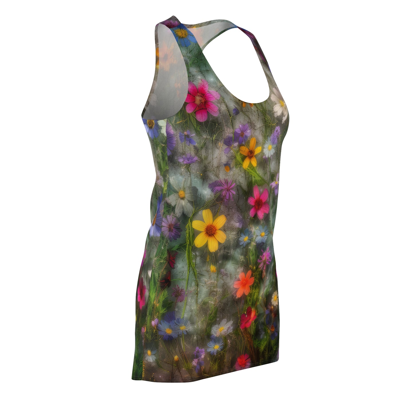 Bold & Beautiful & Metallic Wildflowers, Gorgeous floral Design, Style 2 A Women's Cut & Sew Racerback Dress (AOP)