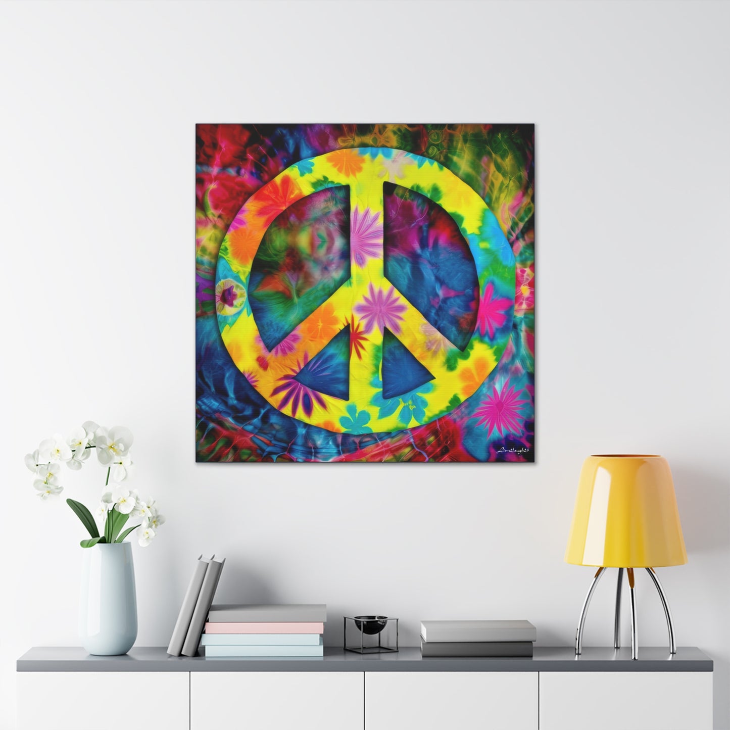 Coolio Tie Dye Hippie Peace Sign 3 Canvas Gallery Wraps