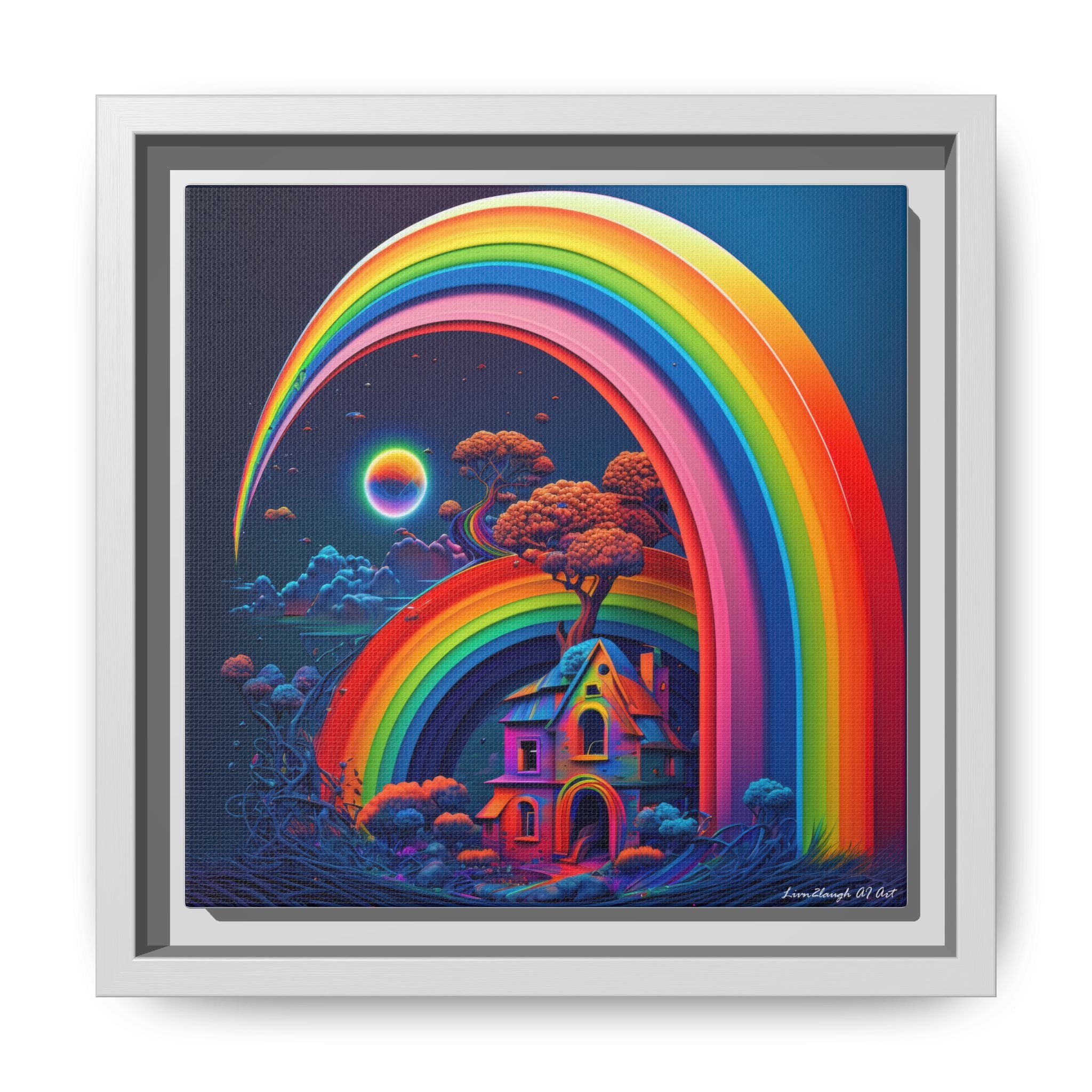 Home Beneath the Rainbow, Art Print — Colorful Modern Wall Canvas