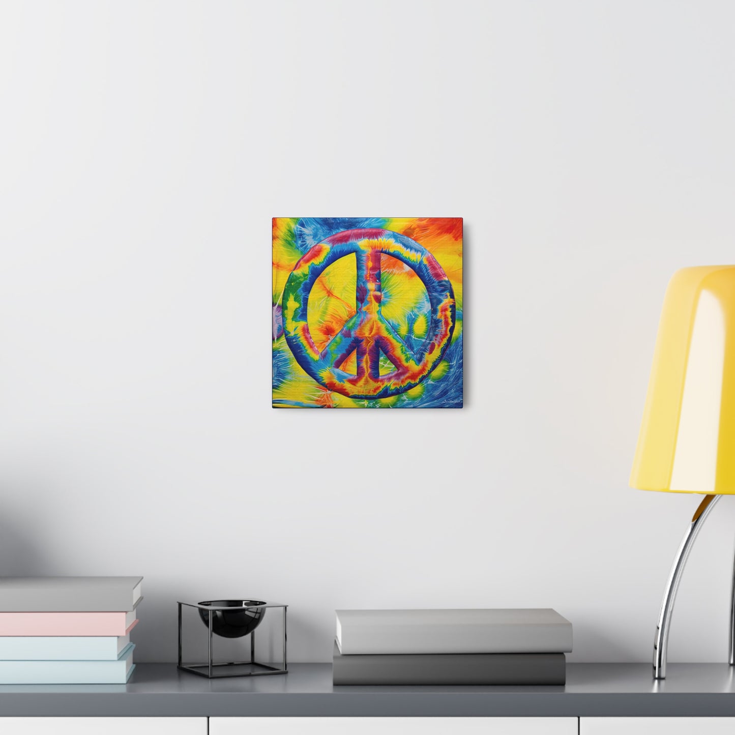 Coolio Tie Dye Hippie Peace Sign 4 Canvas Gallery Wraps