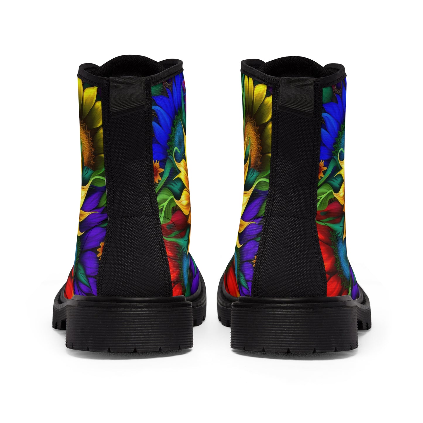 Bold And Beautiful Colorful Flowers Style Four Women's Canvas Boots