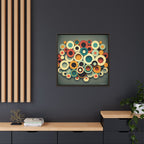 Gathered Circles, Matte Canvas, Framed (Multi-color)