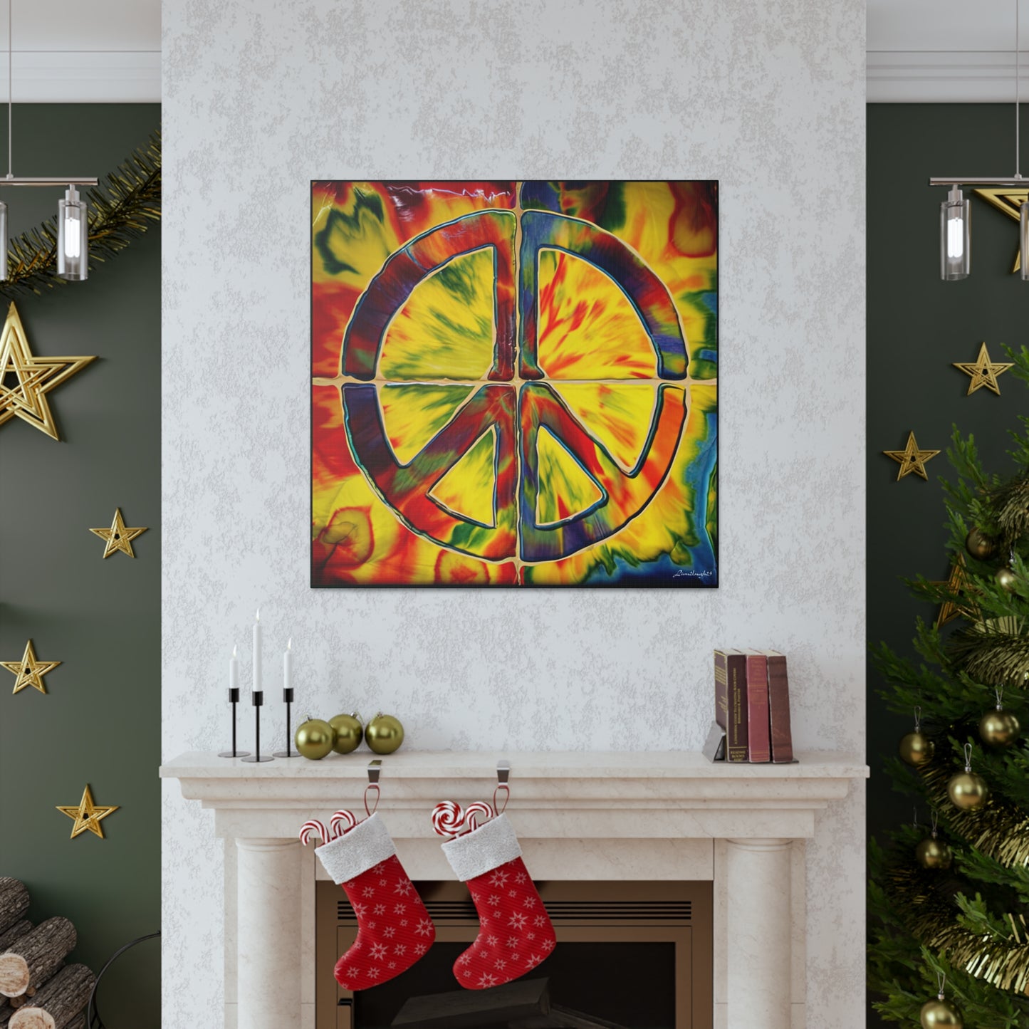 Coolio Tie Dye Hippie Peace Sign Canvas Gallery Wraps