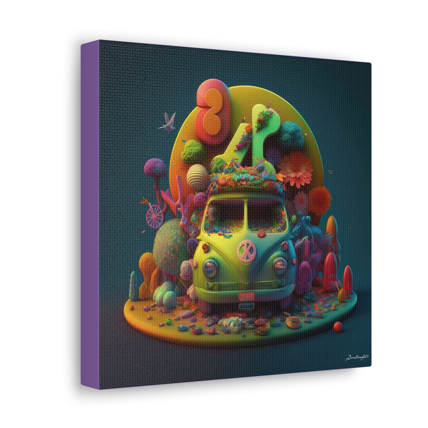 Gummie- Candy Hippie Bus Floral Bliss Canvas Gallery Wraps
