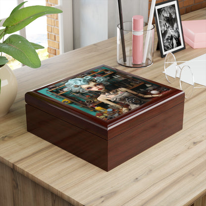 Love My Giszmos Blue Hair Black Background Jewelry Box