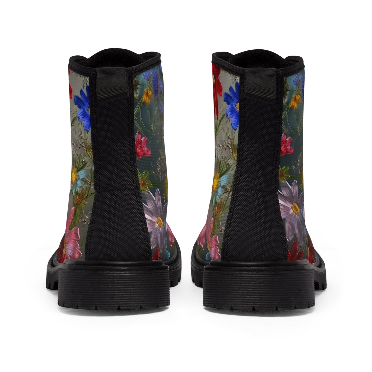 Bold & Beautiful & Metallic Wildflowers, Gorgeous floral Design, Style 6 Women's Canvas Boots