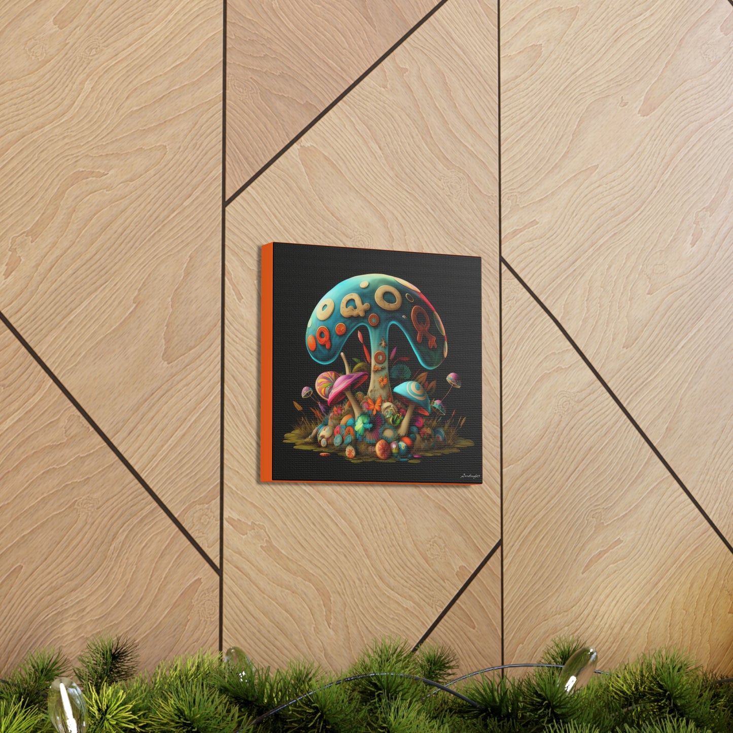 Beautiful Mushroom Colorful Uniquely Detailed Canvas Gallery Wraps