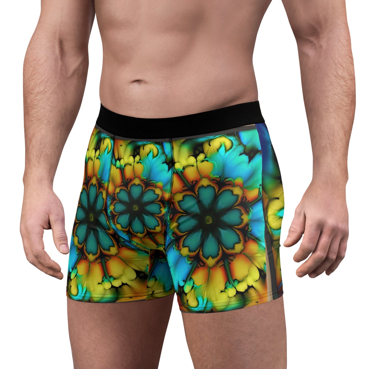 Bold And Beautiful Tie Dye B 3 Blue Yellow Men's Boxer Briefs (AOP)