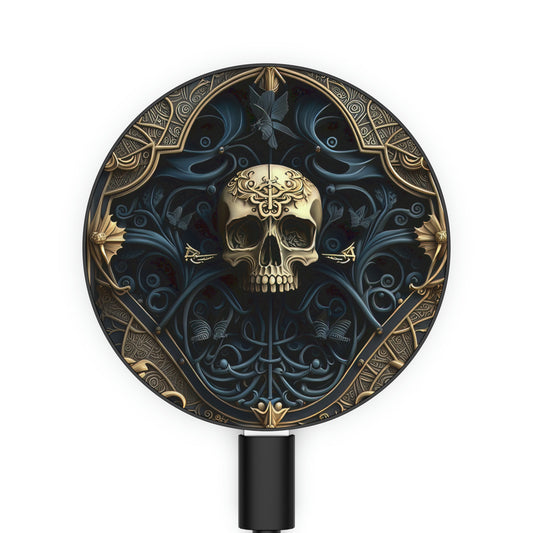 Metallic Chrome Skull And Detailed Background Style 4 Magnetic Induction Charger