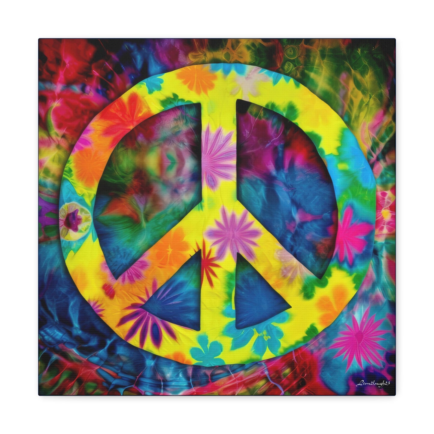 Coolio Tie Dye Hippie Peace Sign 3 Canvas Gallery Wraps