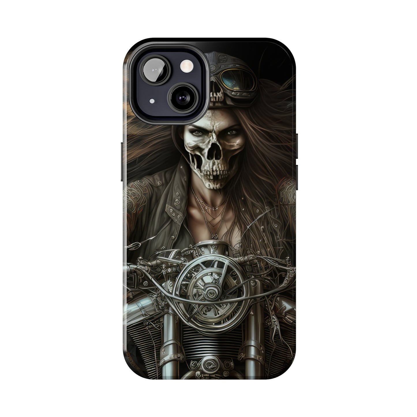 Skull Motorcycle Rider, Ready to Tear Up Road On Beautiful Bike 10 Tough Phone Cases