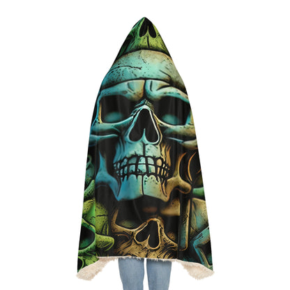 Deeply Detailed Green, Yellow And Grey Skulls Cement Background Snuggle Blanket