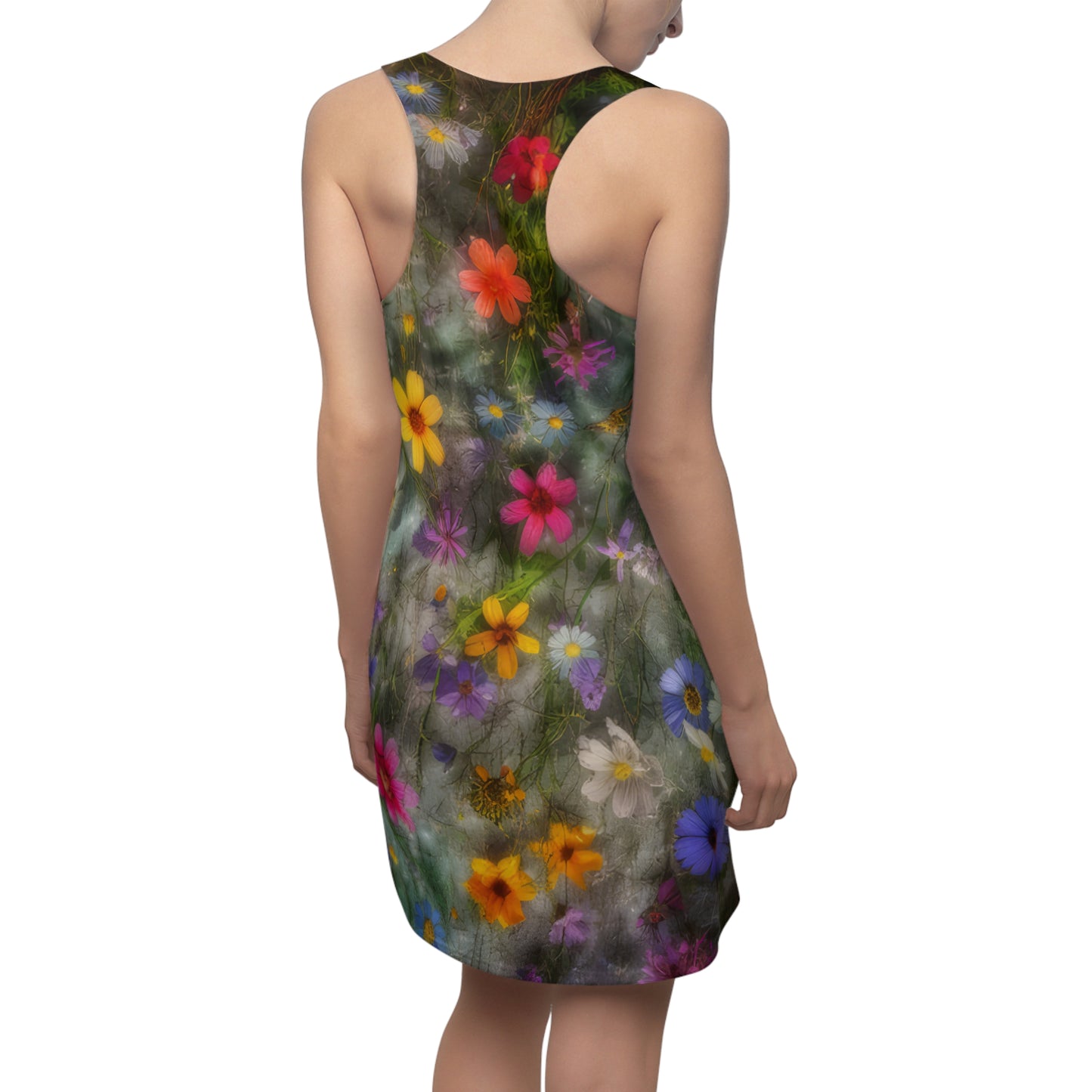 Bold & Beautiful & Metallic Wildflowers, Gorgeous floral Design, Style 2 Women's Cut & Sew Racerback Dress (AOP)