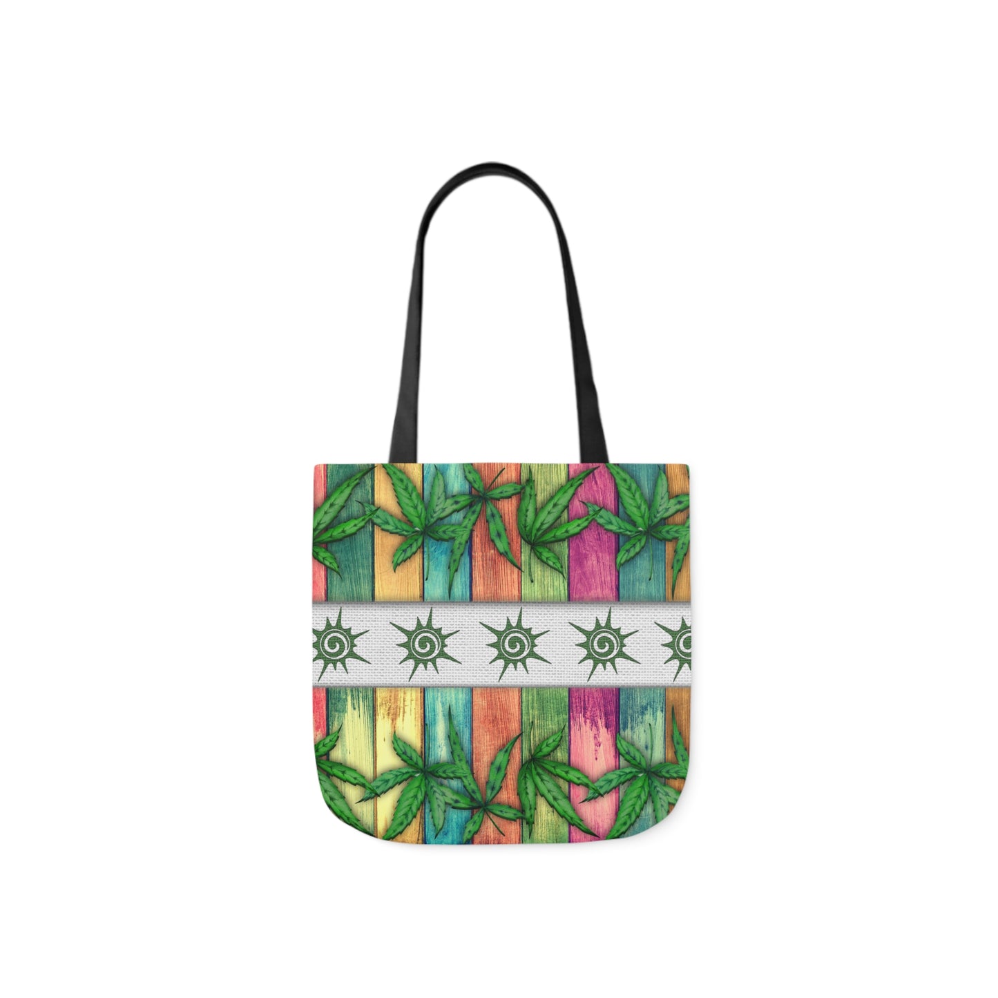 Beautiful Multicolored Pink Purple Blue 420 Weed Marijuana Leaf Polyester Canvas Tote Bag (AOP)