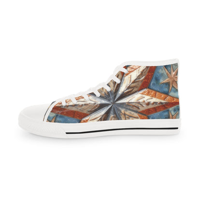 Beautiful Stars Abstract Star Style Orange, White And Blue Men's High Top Sneakers