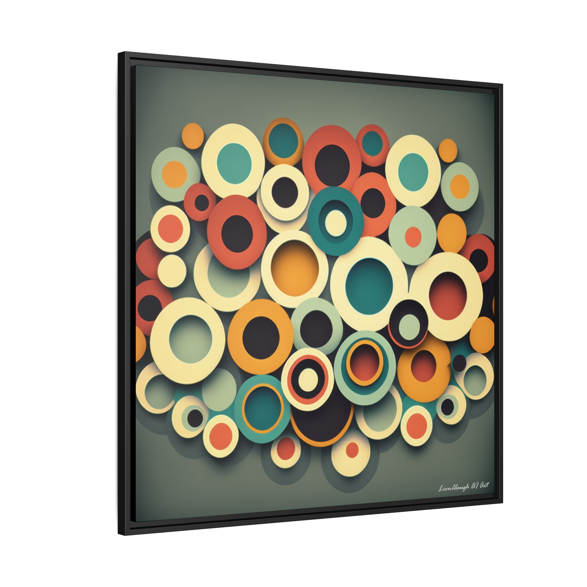Gathered Circles, Matte Canvas, Framed (Multi-color)