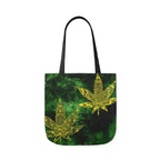 Gorgeous Designed Gold Leaf With multigreen Background Marijuana Pot Weed 420 Polyester Canvas Tote Bag (AOP)