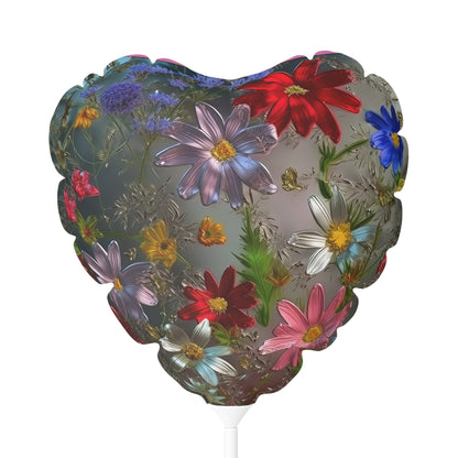 Bold & Beautiful & Metallic Wildflowers, Gorgeous floral Design, Style 6 Balloon (Round and Heart-shaped), 11"