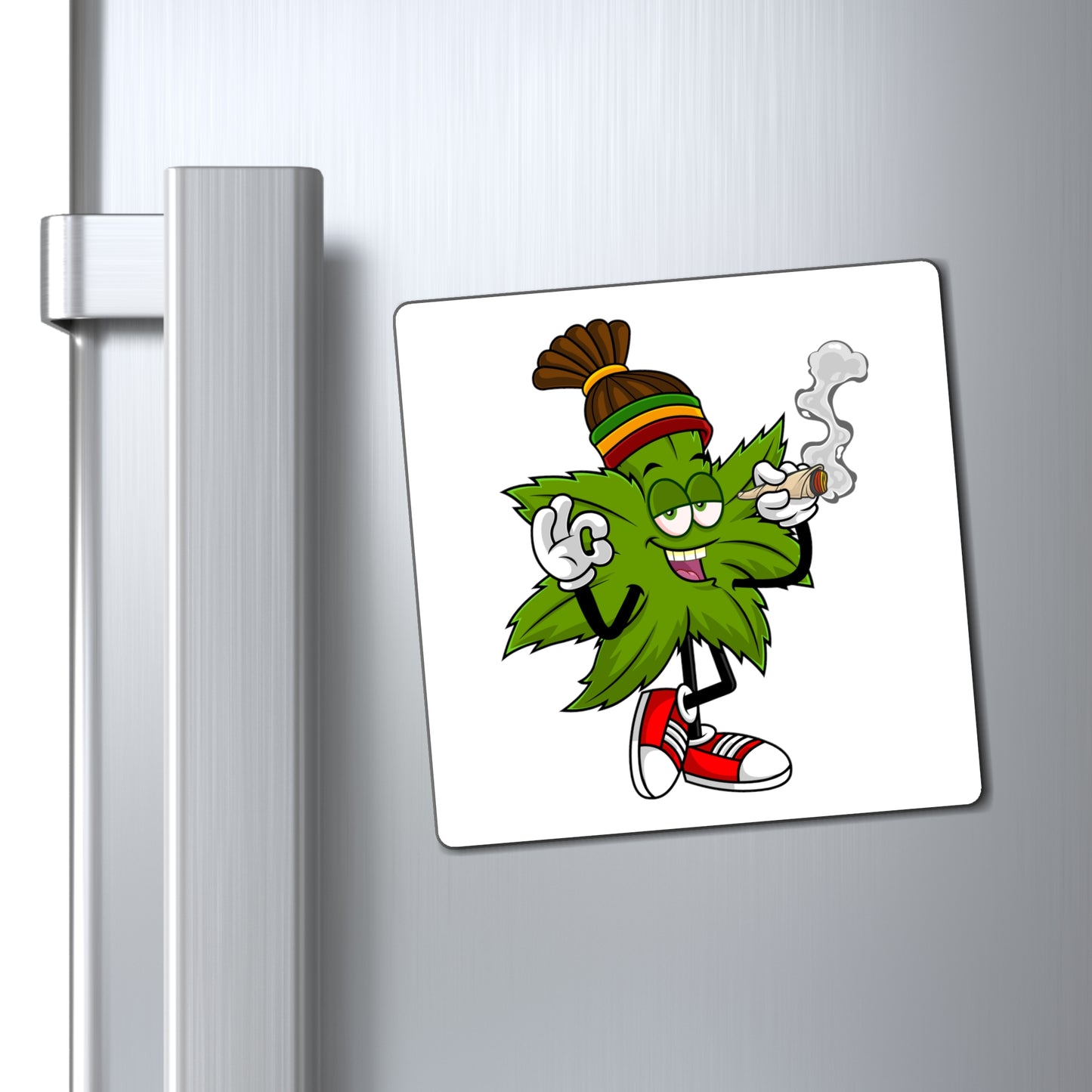 Marijuana Reggae Pot Leaf Man Smoking A Joint With Red Sneakers Style 2 Magnets