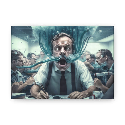 Head Under Water At The Office Under Corporate Stress And Pressure Canvas Gallery Wraps