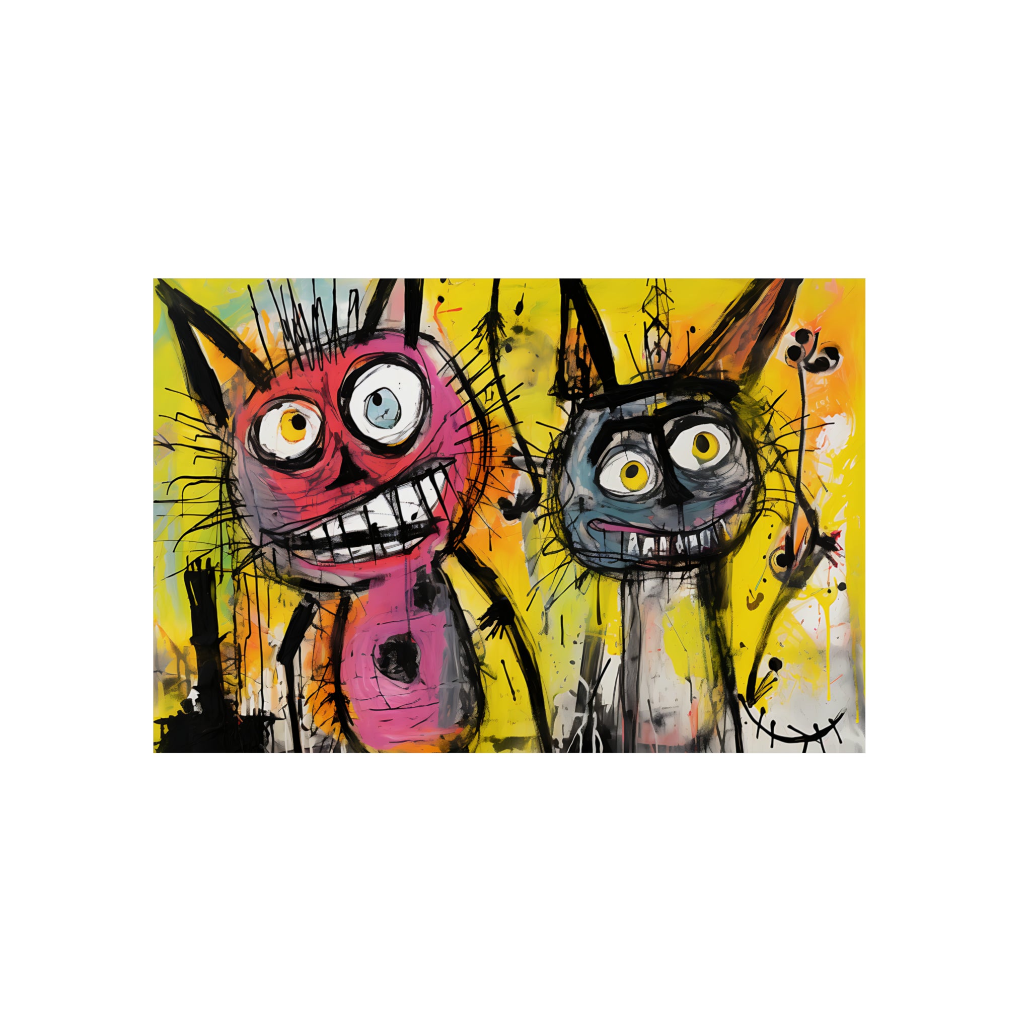 Abstract Multi Colored Cats With Yellow Background By DaFlowerChild Aluminum Composite Panels