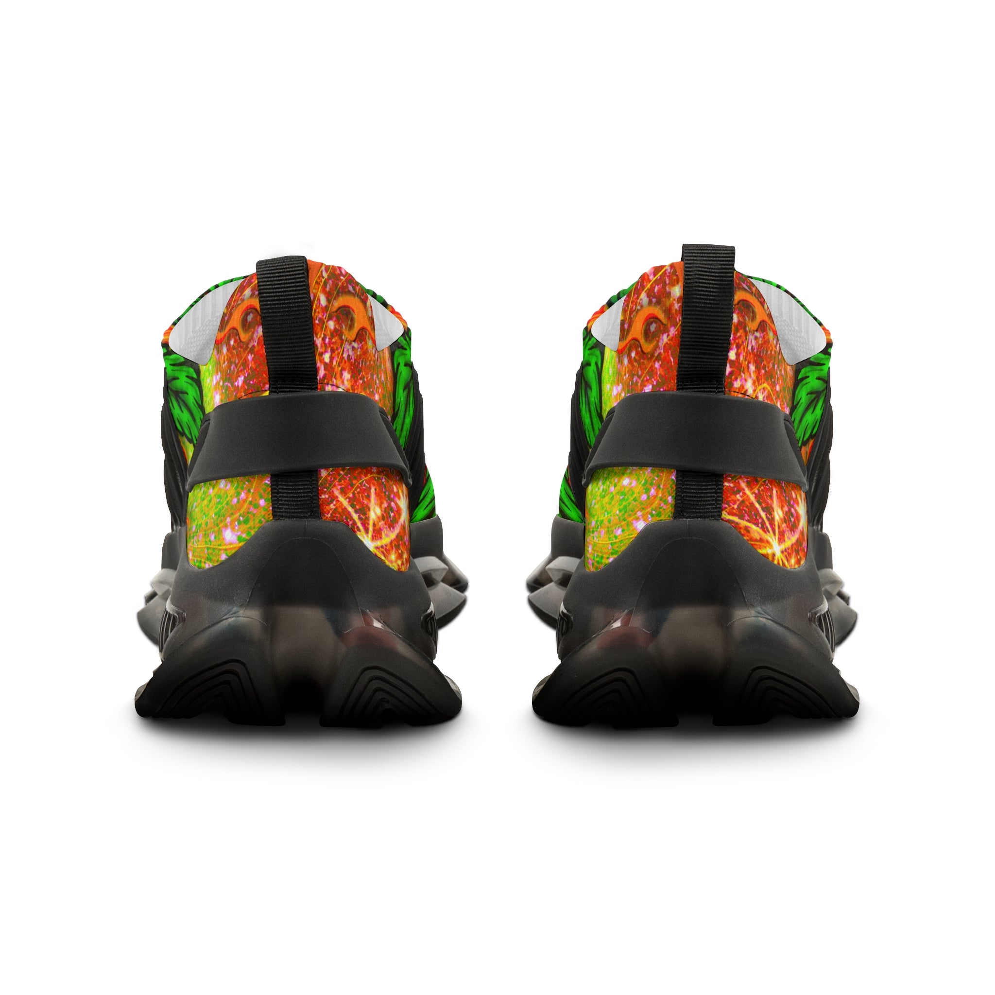 Beautifully Designed Orange, Yellow And Green Marijuana Leave Men's Mesh Sneakers