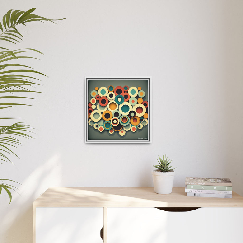 Gathered Circles, Matte Canvas, Framed (Multi-color)