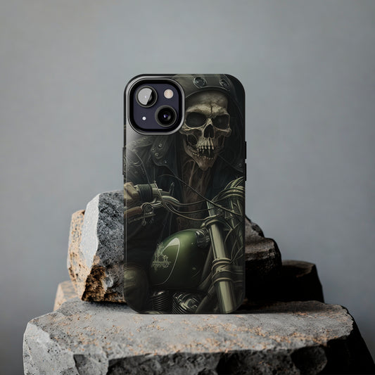 Skull Motorcycle Rider, Ready to Tear Up Road On Beautiful Bike 3 Tough Phone Cases