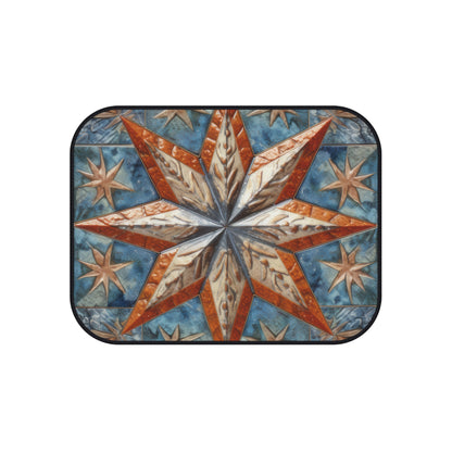 Beautiful Stars Abstract Star Style Orange, White And Blue Car Mats (Set of 4)