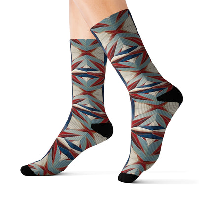 Beautiful Stars Abstract Star Style Red, White, And Blue Socks