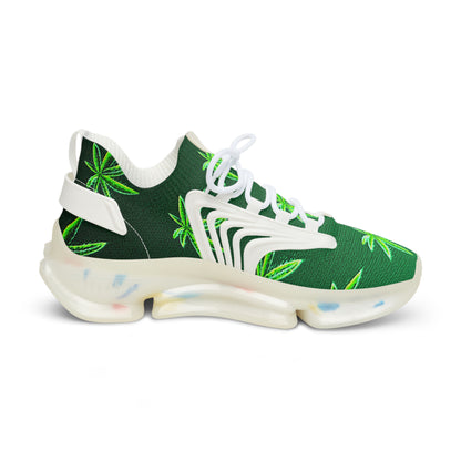 Classic Green Marijuana Leave Men's Mesh Sneakers