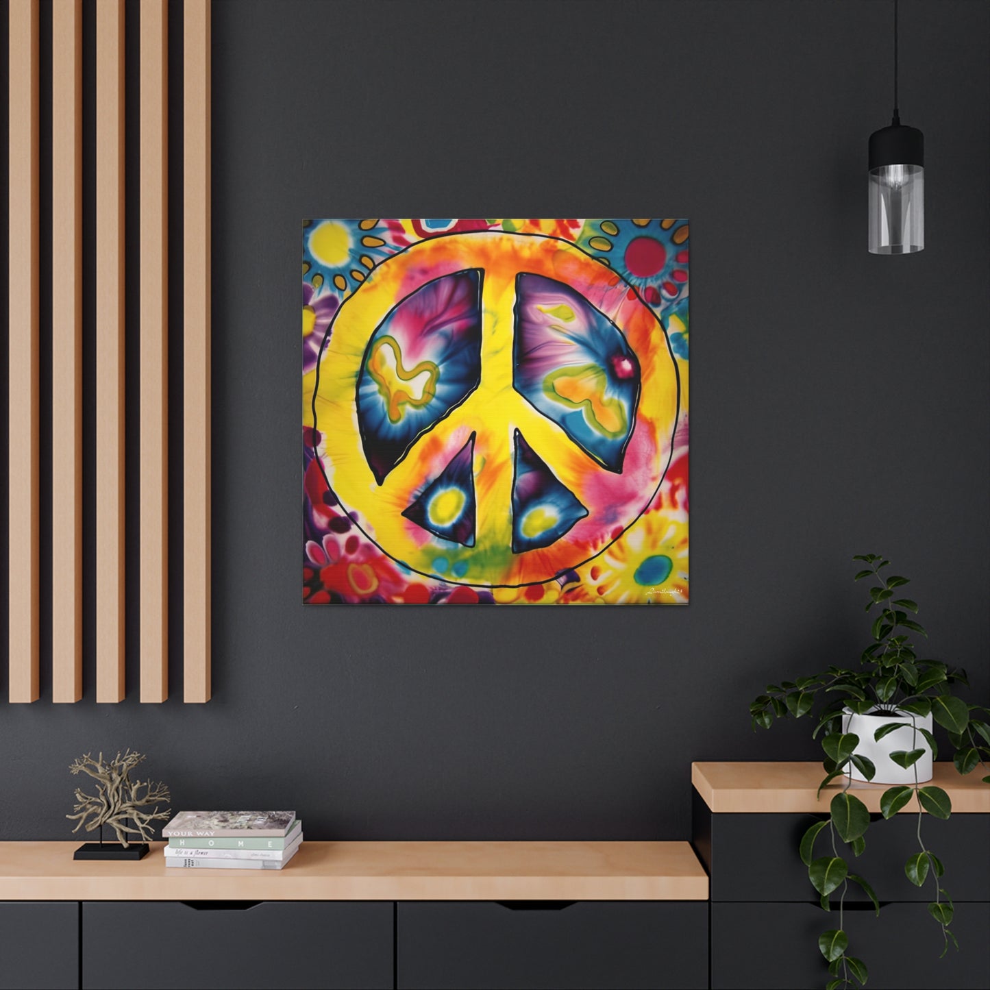 Coolio Tie Dye Hippie Peace Sign 7 Canvas Gallery Wraps