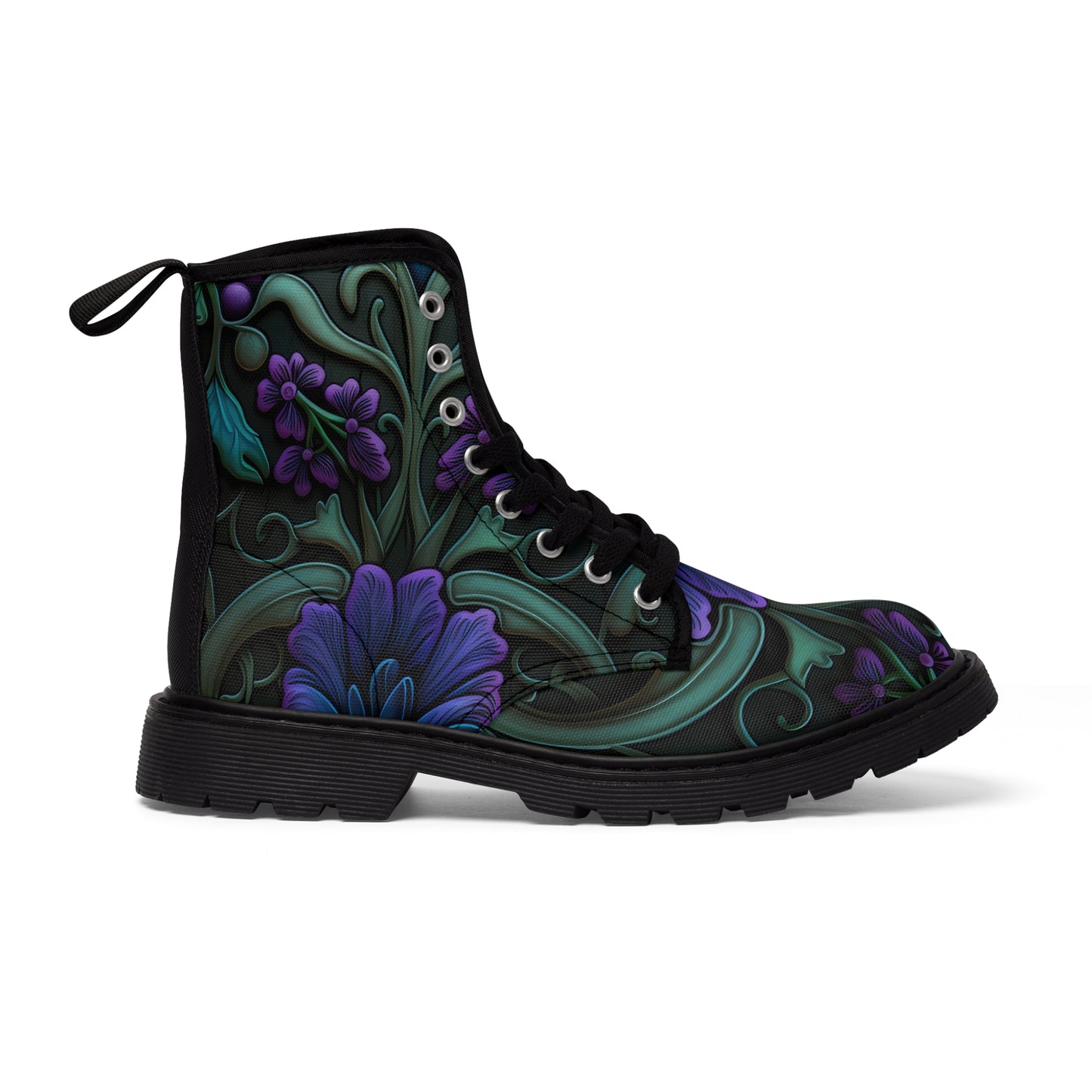 Gothic Bold & Beautiful flower floral Style 3 Women's Canvas Boots