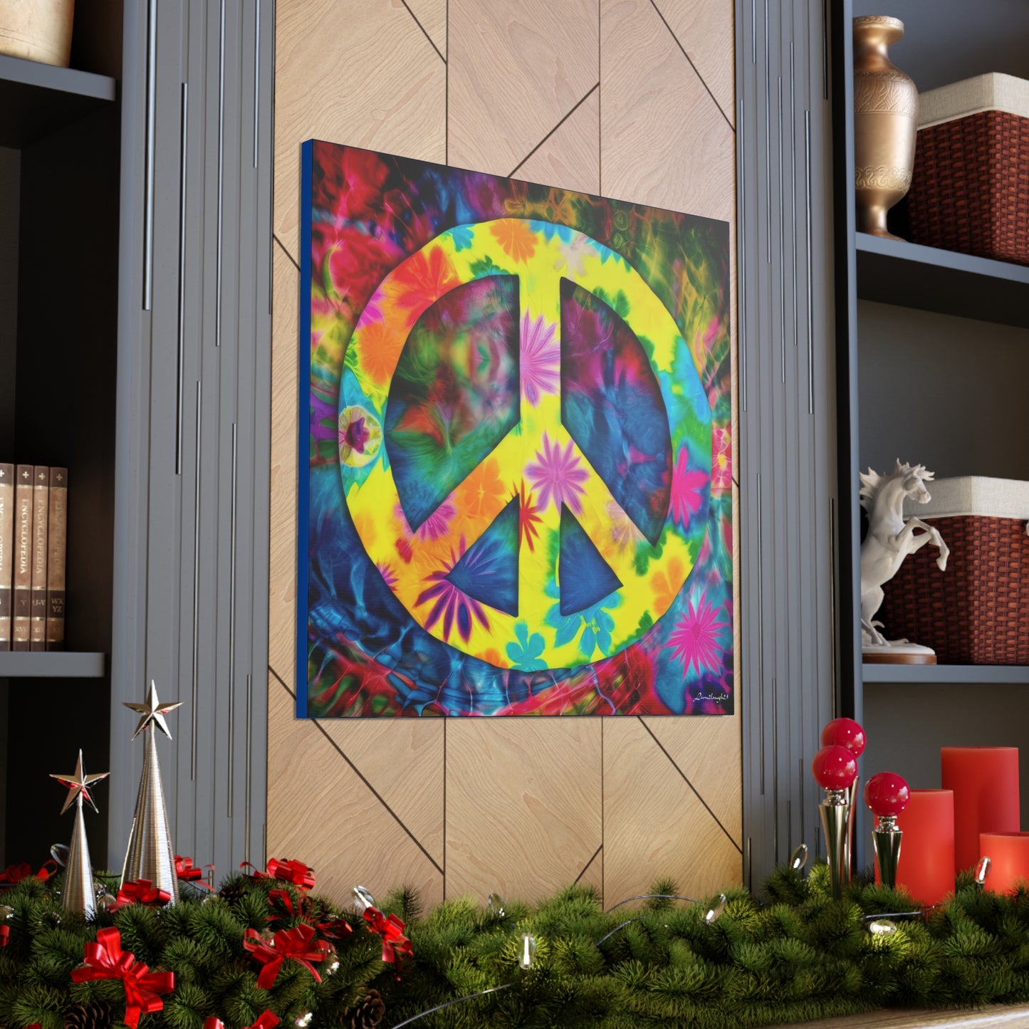 Coolio Tie Dye Hippie Peace Sign 3 Canvas Gallery Wraps