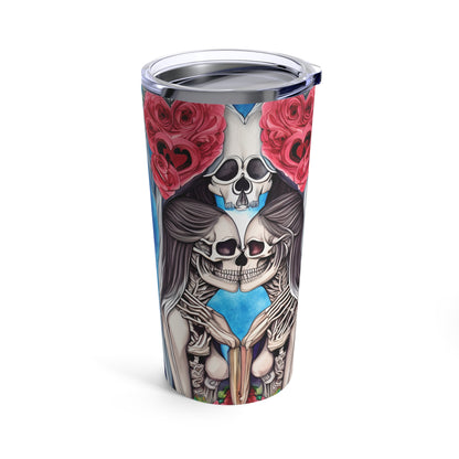 Love Shows No Time Boundaries Skulls, Image By Loewenkind Creations Tumbler 20oz